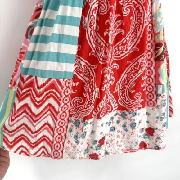 Angel Biba Patchwork Colorful Lace Trim Mini Sundress Size Small Open Back Boho - Picture 4 of 10